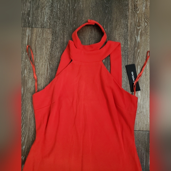 Bebe Women's Halter Scuba Crepe Bodycon Dress, Red Size 12 NWT - Picture 5 of 6